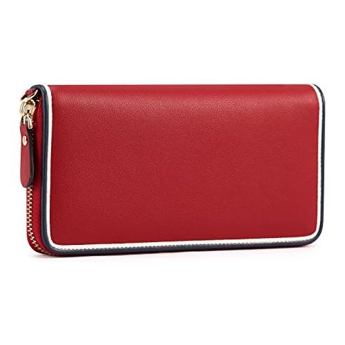  [아마존 핫딜]  [아마존핫딜]Kattee Damen Leder Lange Geldboerse Clutches Madchen Portemonnaie mit Reissverschluss