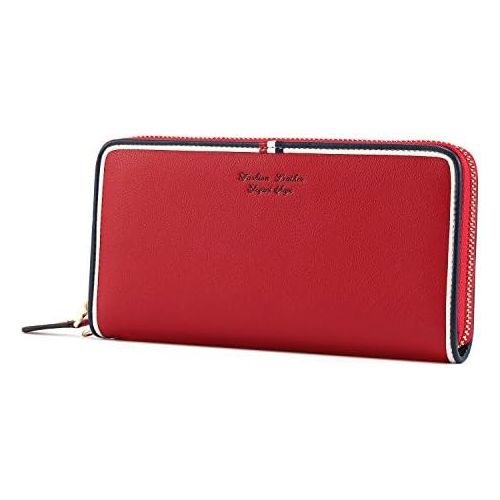  [아마존 핫딜]  [아마존핫딜]Kattee Damen Leder Lange Geldboerse Clutches Madchen Portemonnaie mit Reissverschluss