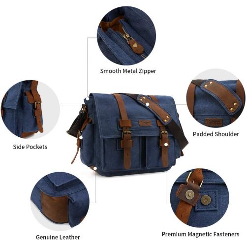  Kattee Leather Canvas Camera Bag Vintage DSLR SLR Messenger Shoulder Bag