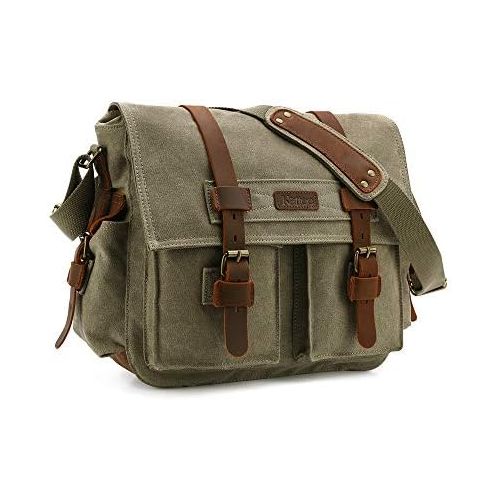  Kattee Leather Canvas Camera Bag Vintage DSLR SLR Messenger Shoulder Bag