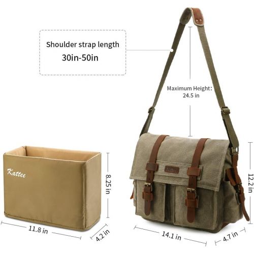  Kattee Leather Canvas Camera Bag Vintage DSLR SLR Messenger Shoulder Bag