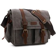 Kattee Leather Canvas Camera Bag Vintage DSLR SLR Messenger Shoulder Bag