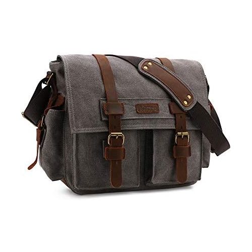  Kattee Leather Canvas Camera Bag Vintage DSLR SLR Messenger Shoulder Bag