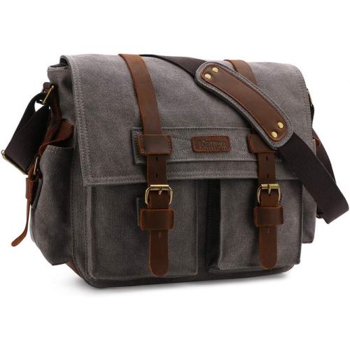  Kattee Leather Canvas Camera Bag Vintage DSLR SLR Messenger Shoulder Bag