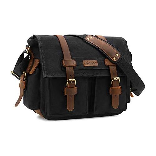  Kattee Leather Canvas Camera Bag Vintage DSLR SLR Messenger Shoulder Bag