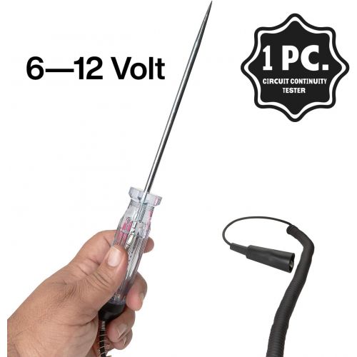  [아마존베스트]Katzco Circuit Continuity Tester - 6-12 Volt with 12 Foot Lead and Light Indicator for Fuse Testing, Light Sockets, Short Circuits, Wires, Electricians, Mechanics, Homeowners and C