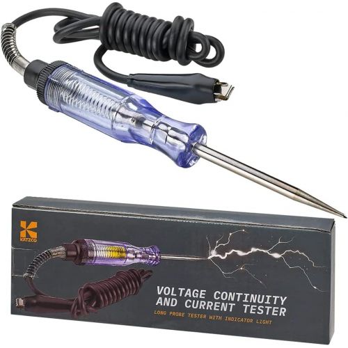  [아마존베스트]Katzco Voltage Continuity and Current Tester - 6-12 V DC - 24 V AC Circuit - Heavy Duty - Long Probe Tester With Indicator Light - 54 Inch Cord for Low Voltage Systems, Cars, Live