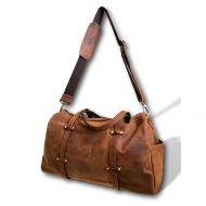 Over-Sized Leather Travel Duffel Bag by Kauri Design | 24 Large Overnight Weekend Carry On Shoulder Tote