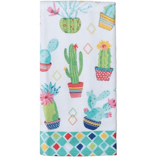  [아마존베스트]Kay Dee Kitchen Linen Set - Cactus Garden Design 4 Piece Bundle Includes 2 Terry Towels, 1 Oven Mitt, and 1 Potholder