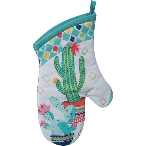  [아마존베스트]Kay Dee Kitchen Linen Set - Cactus Garden Design 4 Piece Bundle Includes 2 Terry Towels, 1 Oven Mitt, and 1 Potholder