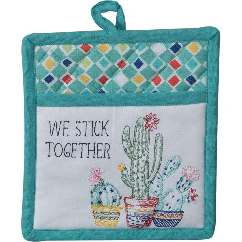  [아마존베스트]Kay Dee Kitchen Linen Set - Cactus Garden Design 4 Piece Bundle Includes 2 Terry Towels, 1 Oven Mitt, and 1 Potholder