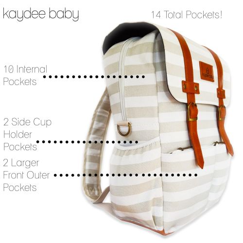  Kaydee Baby Unisex Canvas Diaper Tote Backpack Bag with Stroller Straps and Changing Pad - for Men...