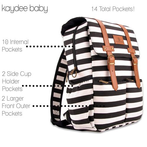  Kaydee Baby Unisex Canvas Diaper Bag Backpack w/Stroller Straps and Changing Pad - Diaper Backpack...