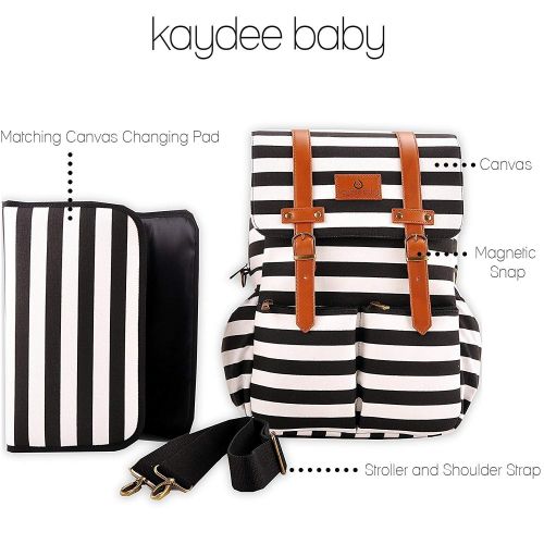  Kaydee Baby Unisex Canvas Diaper Bag Backpack w/Stroller Straps and Changing Pad - Diaper Backpack...