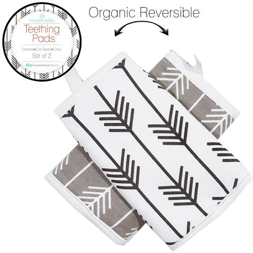  Kaydee Baby Organic Cotton Reversible Teething, Drool & Dribble, Chew Pads w/Organic Fleece Inner Lining for Baby Carriers for Girls and Boys (Arrows) - 2 Pack