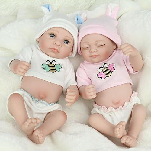 Kaydora 10 Inch Reborn Baby Doll Full Body Vinyl Boy and Girl Twins Washable Bathe Partner Handmade Lifelike Doll Toys