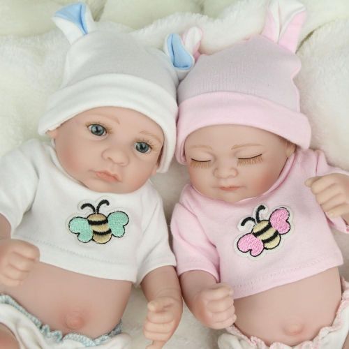  Kaydora 10 Inch Reborn Baby Doll Full Body Vinyl Boy and Girl Twins Washable Bathe Partner Handmade Lifelike Doll Toys