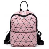Kayers Sulliva Womens Fashion Geometric Plaid Laser Backpack Glossy PU Leather Travel Daypack Drawstring Backpack (01 Luminous)