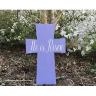 KaylasCreations0208 Wooden Cross Easter Yard Decor He is Risen