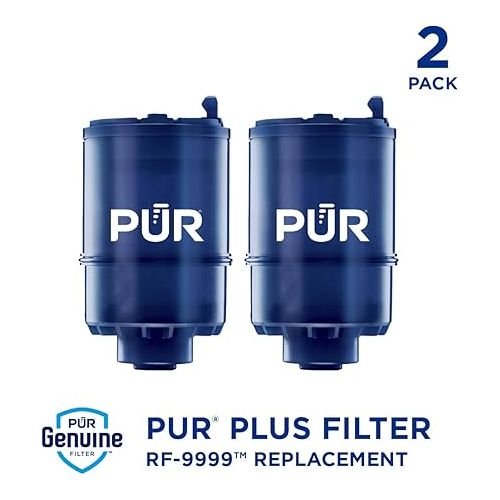  PUR PLUS Faucet Mount Replacement Filter 2-Pack, Genuine PUR Filter, 3-in-1 Powerful, Natural Mineral Filtration, Lead Removal, 6-Month Value, Blue (RF99992)