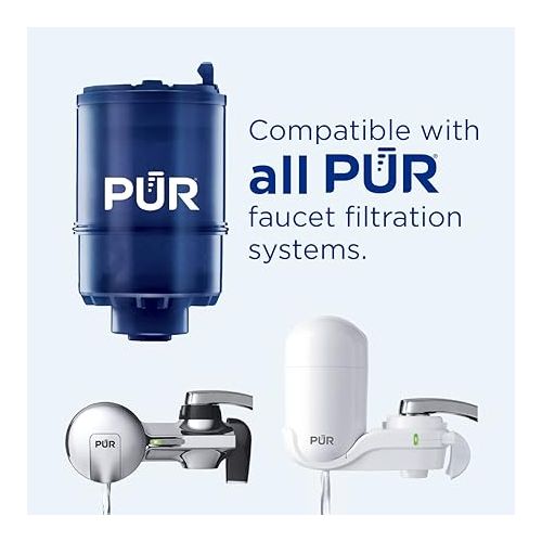  PUR PLUS Faucet Mount Replacement Filter 2-Pack, Genuine PUR Filter, 3-in-1 Powerful, Natural Mineral Filtration, Lead Removal, 6-Month Value, Blue (RF99992)