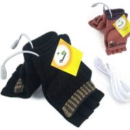 [아마존베스트]Kbinter Womens & Mens 2 Pack USB Heated Gloves Mitten Winter Hands Warm Laptop Gloves, Knitting Hands Full & Half Heated Fingerless Heating Warmer Washable Design (Black+Deep Gray)