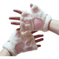[아마존베스트]Kbinter USB 2.0 Powered Stripes Heating Pattern Knitting Wool Cute Heated Paw Gloves Fingerless Hands Warmer Mittens Laptop Computer Warm Gloves for Women Men Girls Boys (White)