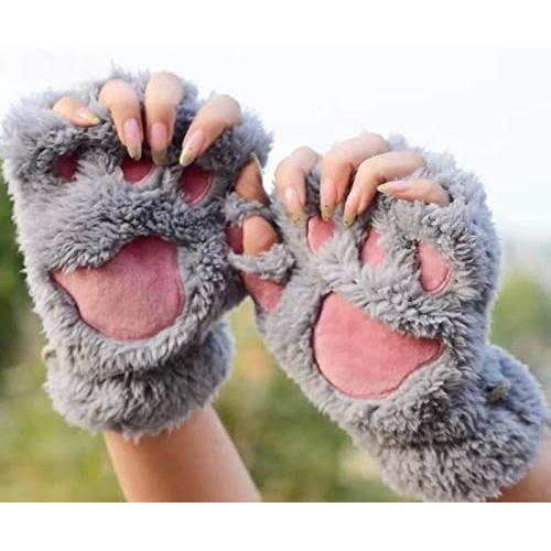  [아마존베스트]Kbinter USB 2.0 Powered Stripes Heating Pattern Knitting Wool Cute Heated Paw Gloves Fingerless Hands Warmer Mittens Laptop Computer Warm Gloves for Women Men Girls Boys 3 Pack (Bl