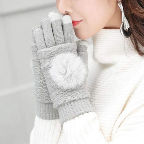  [아마존베스트]Kbinter Womens & Mens USB Heated Gloves Mitten Winter Hands Warm Laptop Gloves, 2 Pack Pom Knitting Hands Full & Half Heated Fingerless Heating Warmer Washable Design (Black+Deep Gray)
