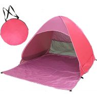 Kbxstart Pop Up Beach Tent ? UPF 50+ UV Sun Protection Beach Shade Beach Tent Pop Up for Kids & Adults - 2-3 Person Sun Shelter with Carry Bag and Tent Stakes for Beach, Park, Camping,Pink