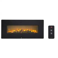 kbxstart 42 Electric Fireplace, in-Wall Recessed and Wall Mounted 1400W, Fireplace Heater, Touch Screen Control Panel, Temperature Control&Timer Crystal Heater, Black