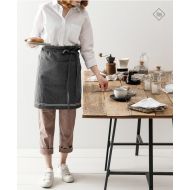 /KdaysHoumming Linen Half Apron in 3 colors Cafe Apron Wrap Apron Linen Pinafore Washed Linen Apron with Pockets Midi Linen Apron Gray Apron Navy Apron