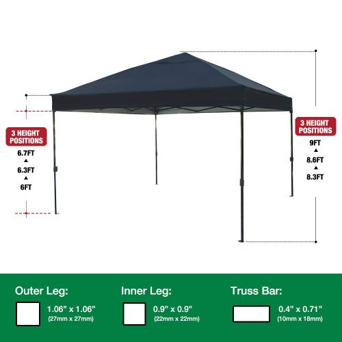  Kdgarden kdgarden 10 x 10 Ft. Outdoor Pop Up Waterproof Canoy with 300D Top, Portable Silver Coated UV Canopy Tent for Outdoor Use, Easy Up Tent with Roller Bag, Black