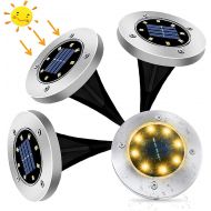 [아마존 핫딜]  [아마존핫딜]Kdorrku Solar Garden Lights, kdorrku 8 LED Solar Powered Outdoor in-Ground Light Waterproof Disk Buried lamp with Automatic Sensor Stainless Steel for Landscape Lighting Pathway Patio Lawn