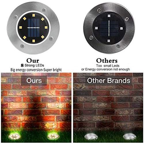  [아마존 핫딜]  [아마존핫딜]Kdorrku Solar Garden Lights, kdorrku 8 LED Solar Powered Outdoor in-Ground Light Waterproof Disk Buried lamp with Automatic Sensor Stainless Steel for Landscape Lighting Pathway Patio Lawn