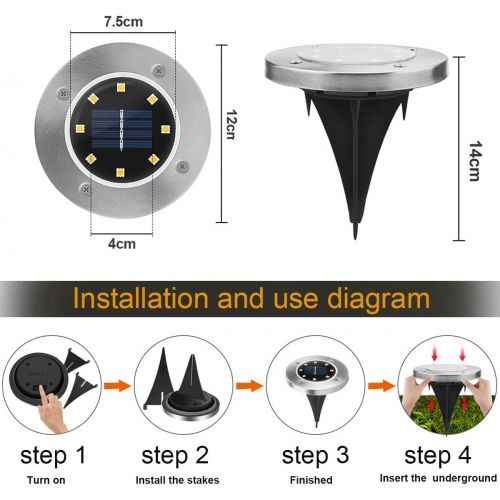  [아마존 핫딜]  [아마존핫딜]Kdorrku Solar Garden Lights, kdorrku 8 LED Solar Powered Outdoor in-Ground Light Waterproof Disk Buried lamp with Automatic Sensor Stainless Steel for Landscape Lighting Pathway Patio Lawn