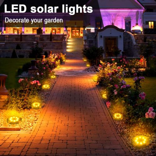  [아마존 핫딜]  [아마존핫딜]Kdorrku Solar Garden Lights, kdorrku 8 LED Solar Powered Outdoor in-Ground Light Waterproof Disk Buried lamp with Automatic Sensor Stainless Steel for Landscape Lighting Pathway Patio Lawn