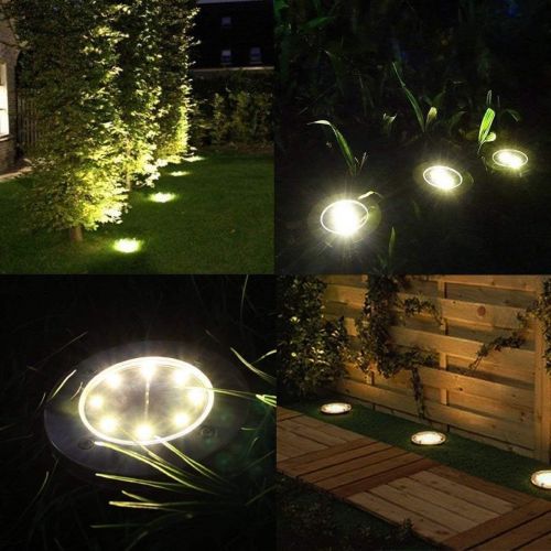  [아마존 핫딜]  [아마존핫딜]Kdorrku Solar Garden Lights, kdorrku 8 LED Solar Powered Outdoor in-Ground Light Waterproof Disk Buried lamp with Automatic Sensor Stainless Steel for Landscape Lighting Pathway Patio Lawn