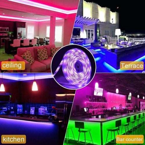  [아마존 핫딜]  [아마존핫딜]LED Strip Lights Sync to Music, KDORRKU 32.8ft Flexible 10m Self-Adhesive RGB Light Strips Remote Color Change IP65 Waterproof 300LEDs 5050 Tape Lights Neon Ribbon Room Mood Lighti