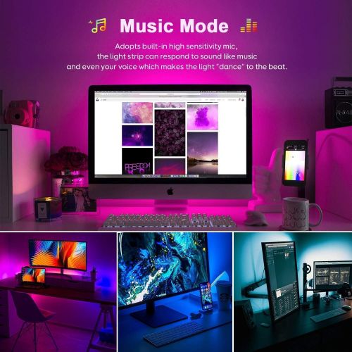  [아마존 핫딜]  [아마존핫딜]LED Strip Lights Sync to Music, KDORRKU 32.8ft Flexible 10m Self-Adhesive RGB Light Strips Remote Color Change IP65 Waterproof 300LEDs 5050 Tape Lights Neon Ribbon Room Mood Lighti