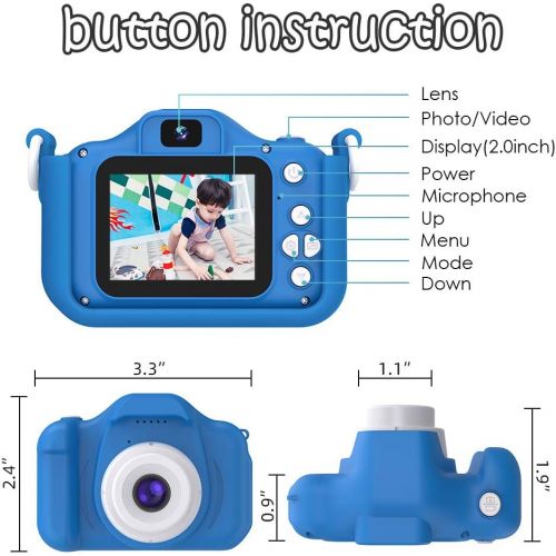  [아마존베스트]KeBuLe Kids Camera for Girls and Boys,Children Camera Digital Video,Kid Camera 2.0 Inches Screen 20.0MP Video, 32GB SD Card Include, Kid Toys Gift for Birthday, for 3 - 12 Years Ol