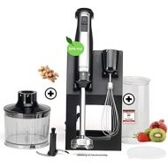 KeMar Kitchenware KSM-800 Basis Stabmixer Set, Edelstahldesign, 800W, Titan Klinge, Turbotaste, Stander, inkl. Zubehoer