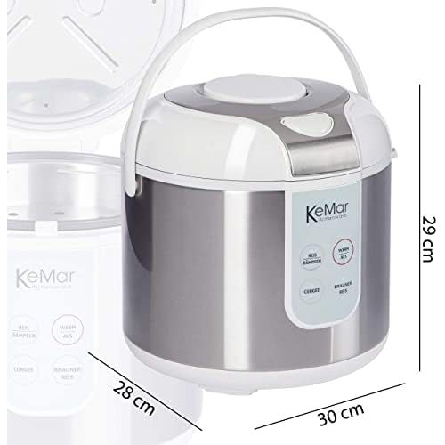  KeMar Kitchenware KRC-130 digitaler Reiskocher, BPA-frei, Brauner Reis, Naturreis, Dampfgarer, Titan Keramik Beschichtung, Edelstahl Dampfeinsatz