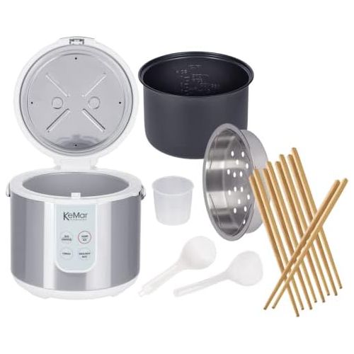  KeMar Kitchenware KRC-130 digitaler Reiskocher, BPA-frei, Brauner Reis, Naturreis, Dampfgarer, Titan Keramik Beschichtung, Edelstahl Dampfeinsatz