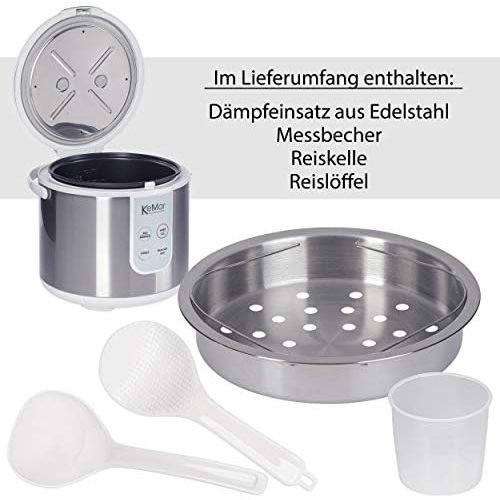  KeMar Kitchenware KRC-130 digitaler Reiskocher, BPA-frei, Brauner Reis, Naturreis, Dampfgarer, Titan Keramik Beschichtung, Edelstahl Dampfeinsatz