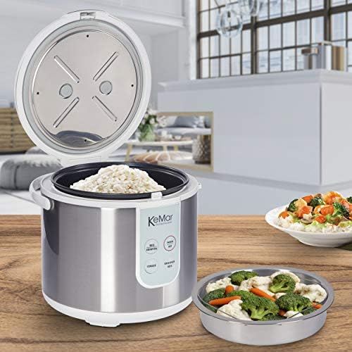  KeMar Kitchenware KRC-130 digitaler Reiskocher, BPA-frei, Brauner Reis, Naturreis, Dampfgarer, Titan Keramik Beschichtung, Edelstahl Dampfeinsatz