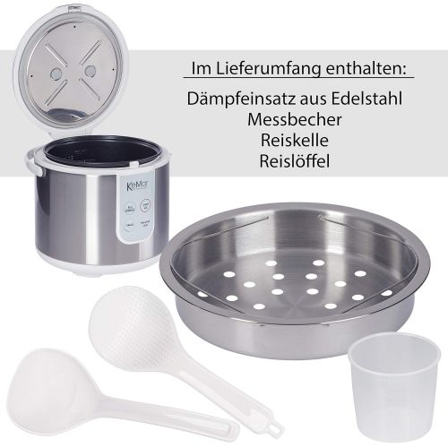  KeMar Kitchenware KRC-130 digitaler Reiskocher, BPA-frei, Brauner Reis, Naturreis, Dampfgarer, Titan Keramik Beschichtung, Edelstahl Dampfeinsatz