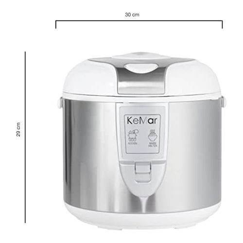  KeMar Kitchenware KRC-120 Reiskocher, BPA-frei, Dampfgarer, Edelstahl Dampfeinsatz, Innentopf Titan-Keramik beschichtet