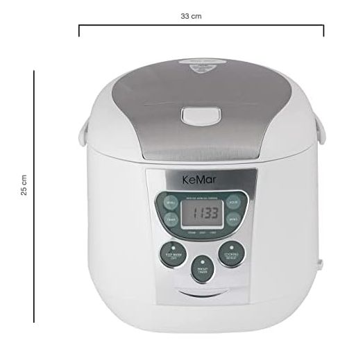  [아마존베스트]KeMar Kitchenware Reiskocher, Multikocher, BPA-frei, Dampfgarer, Edelstahl Dampfeinsatz, (790W, 1,8 Liter, Modell 2020), 3 Auto Programme, 3 manuelle Programme