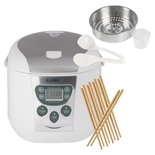  [아마존베스트]KeMar Kitchenware Reiskocher, Multikocher, BPA-frei, Dampfgarer, Edelstahl Dampfeinsatz, (790W, 1,8 Liter, Modell 2020), 3 Auto Programme, 3 manuelle Programme